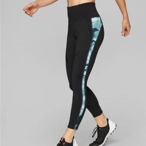 Athleta Marble Precision 7/8 Legging Pant Tight Black Marble Mesh Size Medium